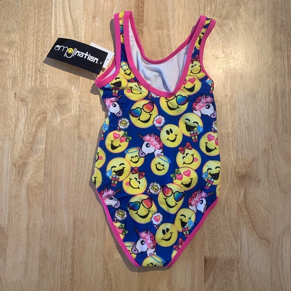 Emojination Girls one piece swimsuit bathing suit - Picture 2 of 8